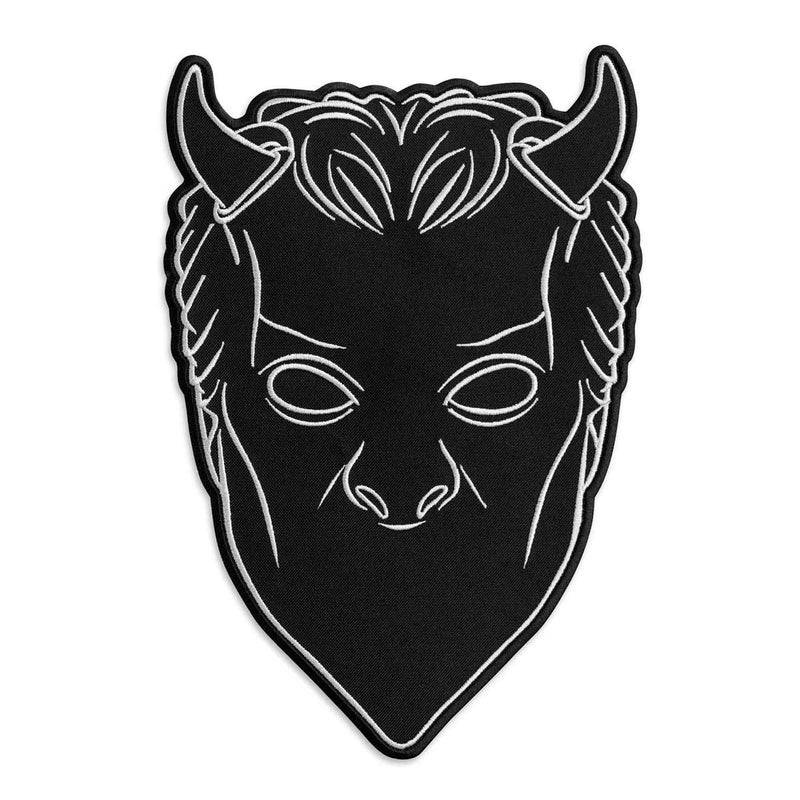 Embrosoft Ghost Band Nameless Ghoul Black Mask Embroidered Patch â€“ Pack of 1 Heavy Metal Embroidery Emblem â€“ Iron On and Sew On Applique Patch for Bikers â€“ 2.7 x 4 inches - Image 1
